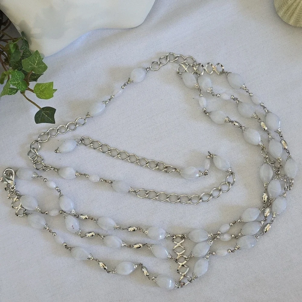 Silver and White Statement 3 Chain Adjustable Belt